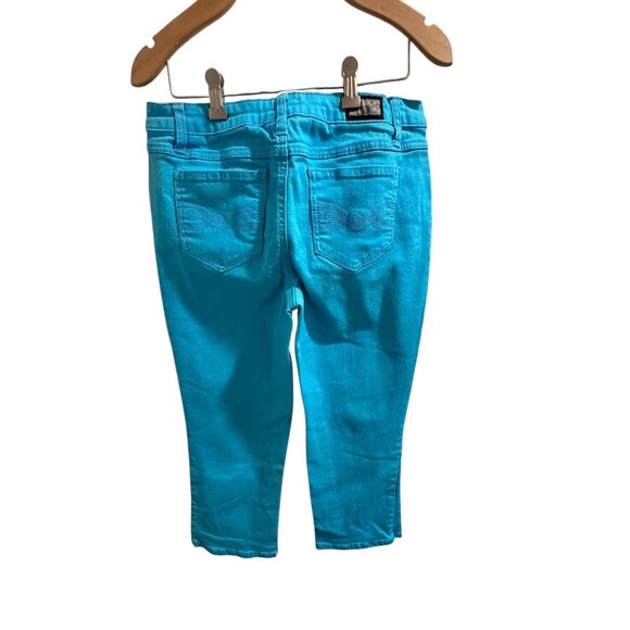 🍒 2/$20 🍒 Earl Jean Womens Turquoise Capri Pants Size 6 Cotton/Spandex Blend - Picture 4 of 6